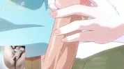 Big titted aunt gives blowjob to hentai virgin and he spits cum on her face!!