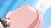 Big titted aunt gives blowjob to hentai virgin and he spits cum on her face!!