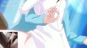 Big titted aunt gives blowjob to hentai virgin and he spits cum on her face!!