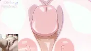 Big titted aunt gives blowjob to hentai virgin and he spits cum on her face!!