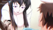 Big titted aunt gives blowjob to hentai virgin and he spits cum on her face!!