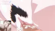 Big titted aunt gives blowjob to hentai virgin and he spits cum on her face!!
