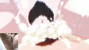 Big titted aunt gives blowjob to hentai virgin and he spits cum on her face!!