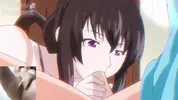 Big titted aunt gives blowjob to hentai virgin and he spits cum on her face!!
