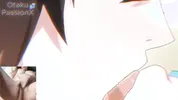 Big titted aunt gives blowjob to hentai virgin and he spits cum on her face!!