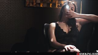 Valentina Nappi Smoking Cigarette - Sexy Italian Girl with Red Lipstick Prepares for Blowjob