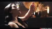 Valentina Nappi Smoking Cigarette - Sexy Italian Girl with Red Lipstick Prepares for Blowjob