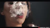 Valentina Nappi Smoking Cigarette - Sexy Italian Girl with Red Lipstick Prepares for Blowjob