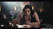 Valentina Nappi Smoking Cigarette - Sexy Italian Girl with Red Lipstick Prepares for Blowjob