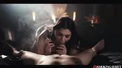 Valentina Nappi Smoking Cigarette - Sexy Italian Girl with Red Lipstick Prepares for Blowjob