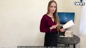 Master class on blowjob in stockings ended with cum in her throat