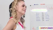 Clever Cheerleader Khloe Kingsley, "Are You Saying My Pantyless Pussy isn't Turning You On?"