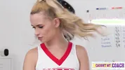 Clever Cheerleader Khloe Kingsley, "Are You Saying My Pantyless Pussy isn't Turning You On?"