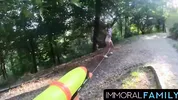 Woodland Chase, Topless Alexis Hunts Horny Pranksters!