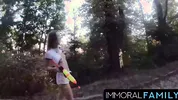 Woodland Chase, Topless Alexis Hunts Horny Pranksters!