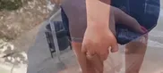 Walking public and show panties and shaved pussy
