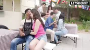 Public Cowgirl on a Picnic Table... Crowd Pulls Out Their Phones