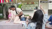 Public Cowgirl on a Picnic Table... Crowd Pulls Out Their Phones