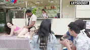 Public Cowgirl on a Picnic Table... Crowd Pulls Out Their Phones