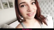 Gym babe gets a massive cum shower after sucking& riding his rock hard cock!