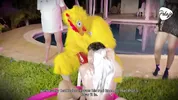 final battle makes the Latina blonde wet inside her pussy, her opponent and a chicken fingering her