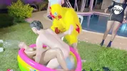 final battle makes the Latina blonde wet inside her pussy, her opponent and a chicken fingering her