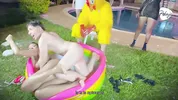 final battle makes the Latina blonde wet inside her pussy, her opponent and a chicken fingering her