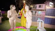 final battle makes the Latina blonde wet inside her pussy, her opponent and a chicken fingering her