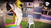 final battle makes the Latina blonde wet inside her pussy, her opponent and a chicken fingering her