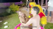 final battle makes the Latina blonde wet inside her pussy, her opponent and a chicken fingering her