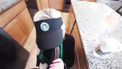 Busty Starbucks Barista Squirts All Over BBC And Swallows Cum During Her Shift!!!