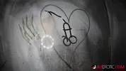 Tattooed blonde Adalind Gray fucks a toy in the shower