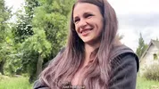A modest village girl shows her tits and opens her ass to an impudent guy