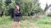 A modest village girl shows her tits and opens her ass to an impudent guy