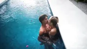 Innocent french kiss in the pool turns into intense sex