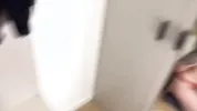 Tied up brunette took a big cock in her mouth