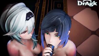 Yelan x Eula Loop Version Cum on mouth Hilichurl Cum swap Cum Kiss Full Genshin Impact sex DrAgk