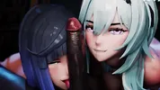 Yelan x Eula Loop Version Cum on mouth Hilichurl Cum swap Cum Kiss Full Genshin Impact sex DrAgk