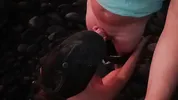 public blowjob on the beach with cum on tits
