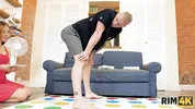 RIM4K. Playing twister with funny Russian chick ends with rimming and sex