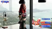 Redhead Footjobs After Foot Massage, Fucks And Gets Cum On Feet In Fishnet Stockings POV