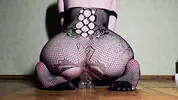 bitch rides dildo getting multiple orgasms / dildo / squirt