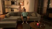 Surprise for husband, wife brings a sexy blonde for him to fuck