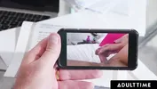 ADULT TIME - Pervert Lilith Grace Uses Stepmom's Phone To Tease New Stepdad With Feet & Dildo Videos
