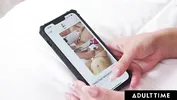 ADULT TIME - Pervert Lilith Grace Uses Stepmom's Phone To Tease New Stepdad With Feet & Dildo Videos