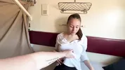 Fucked a cute neighbor in the reserved seat