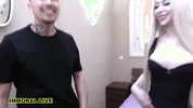 Lucky Kos Fucks Blonde Babe With Big Boobs For No Money!