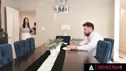 DEVILS FILM - Rissa May Hides Under Table To Suck Cock While His Wife Joins Cheating Threesome