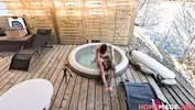Homemade XXX - Beautiful Olivia Sparkle Perfect Morning Sex with Boyfriend in Outdoor Bath