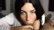 Girlfriend gives intense blowjob with cum in her mouth -DickForJuicy-